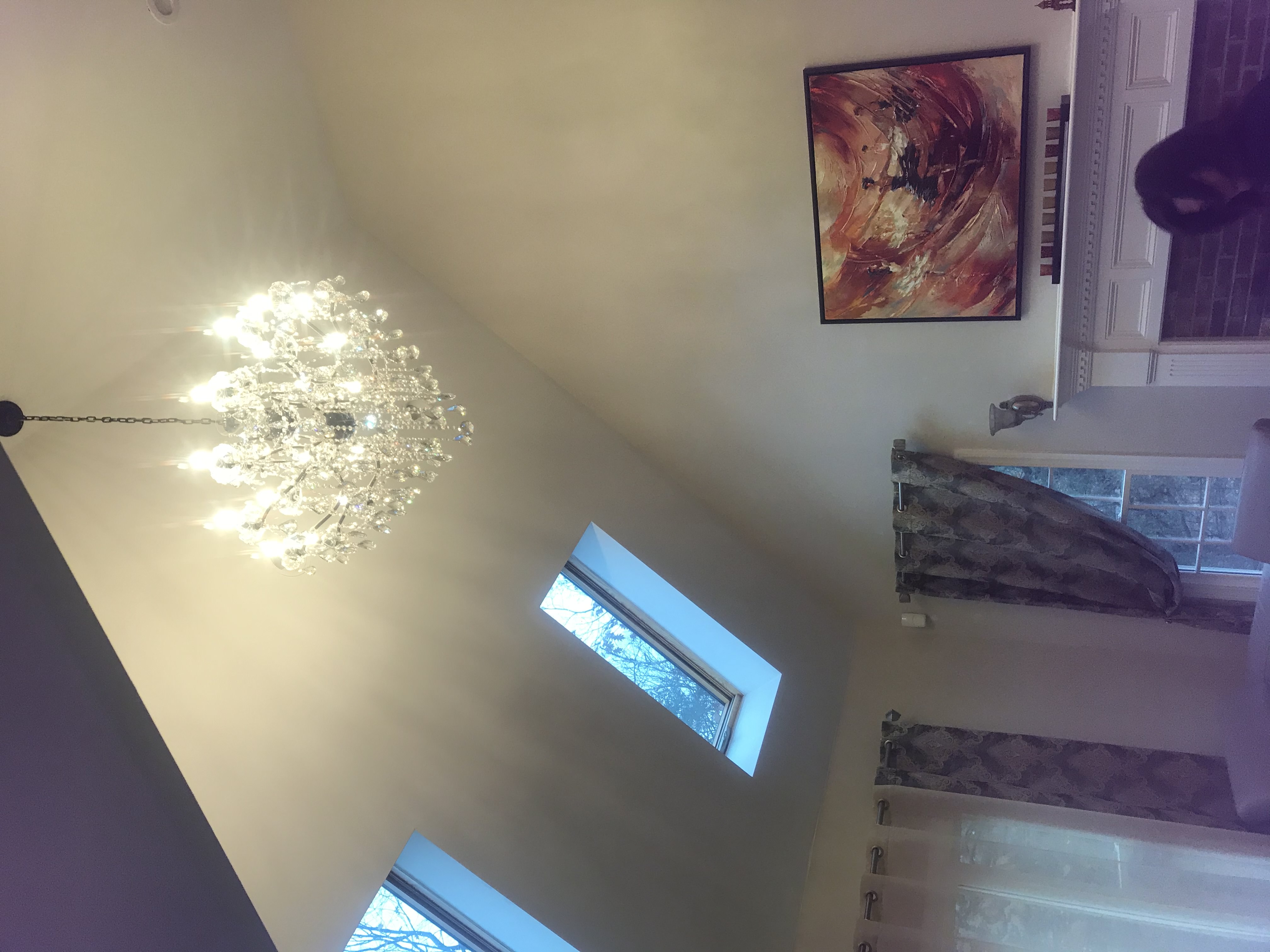 Crystal chandelier installation