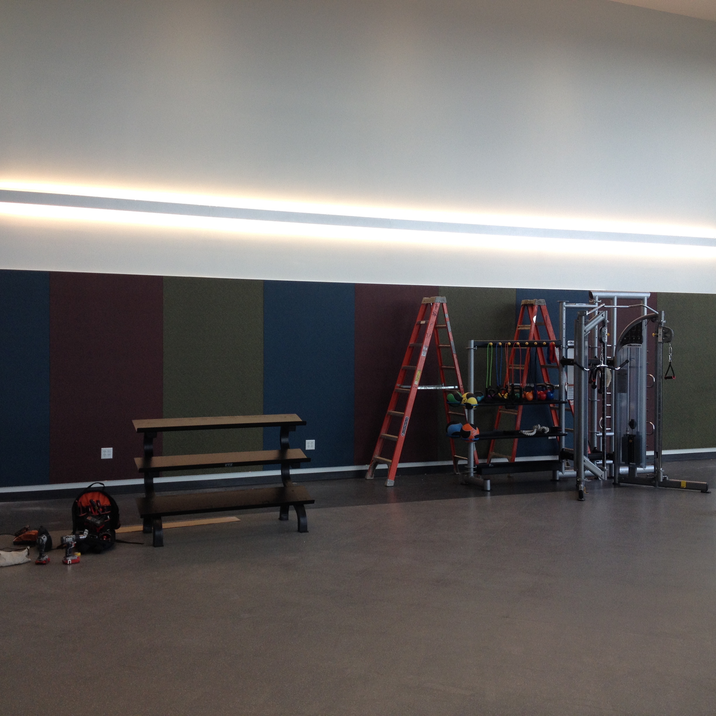 LED cove lighting in fitness center