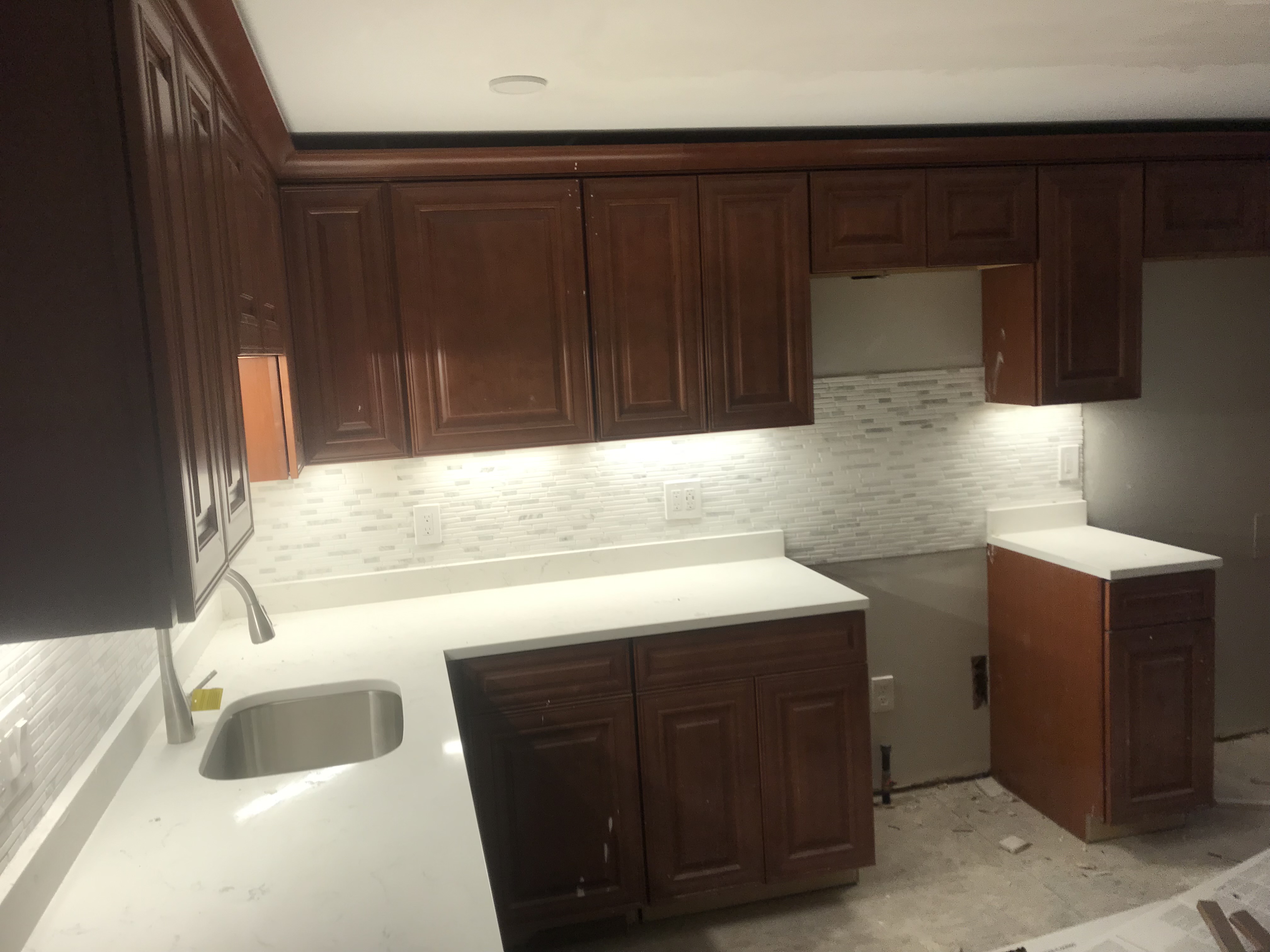 Under-cabinet LED lighting installation